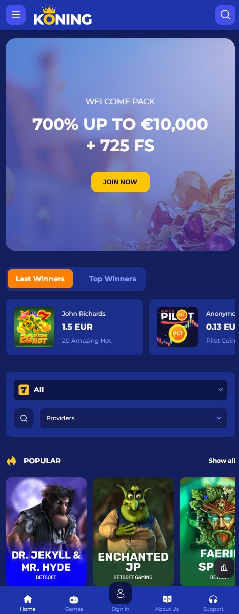 Koning mobiele app op een smartphone